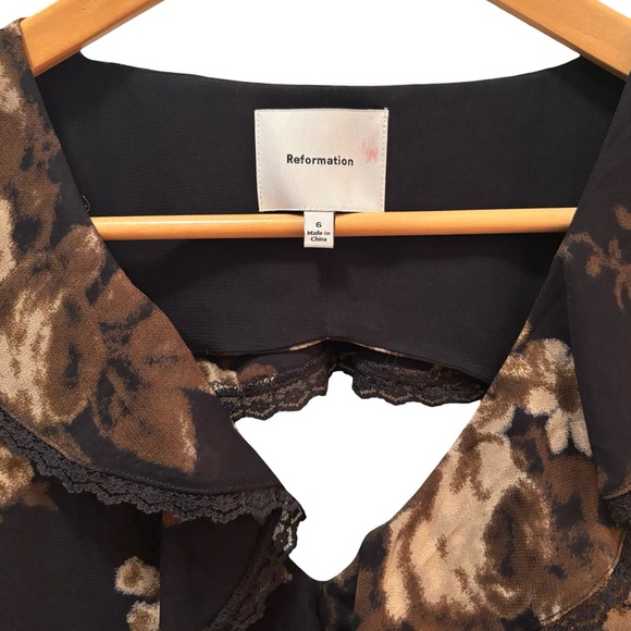 🐦‍⬛Reformation Eva Backless Dropwaist Floral & Lace Midi Dress, Size 6 - Picture 9 of 12
